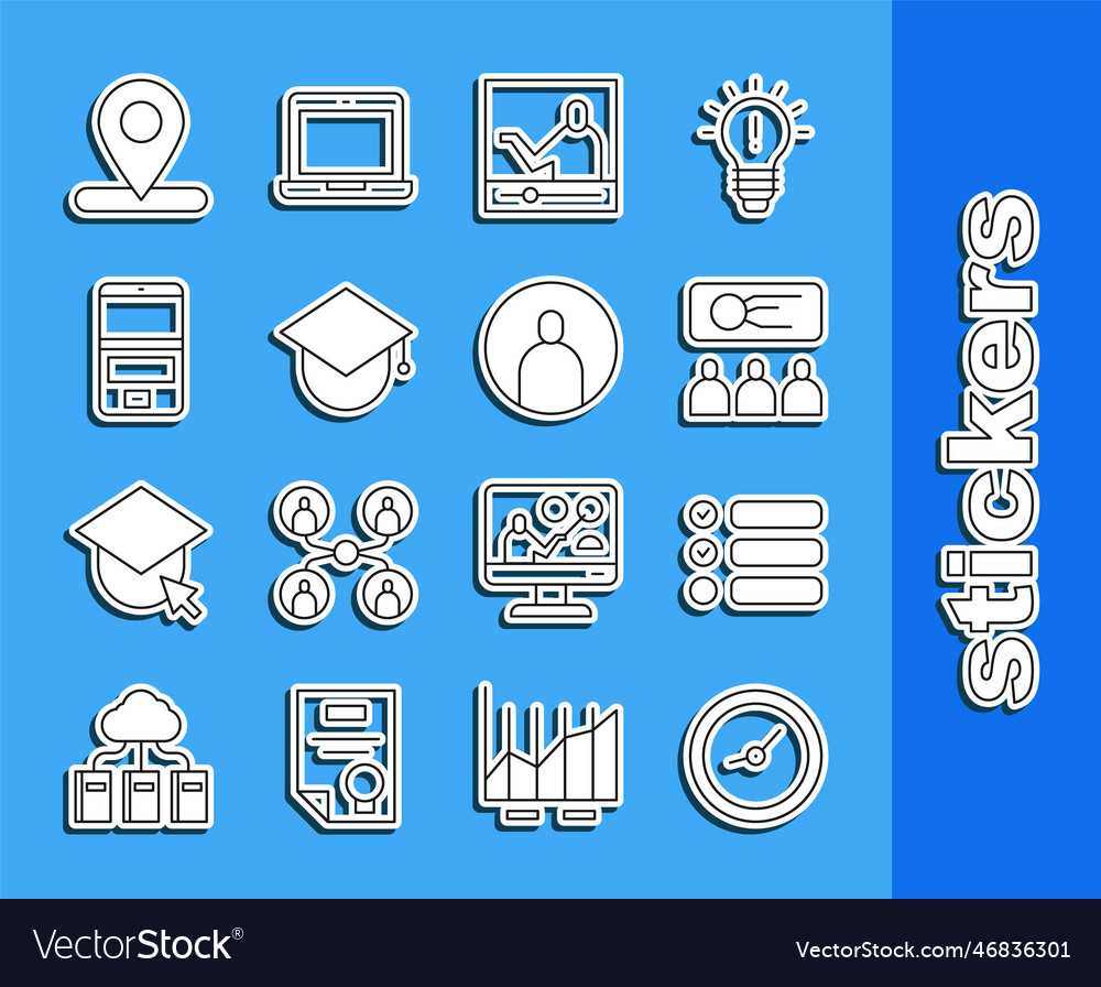 Set line clock task list training presentation vector image Set line clock task list training presentation