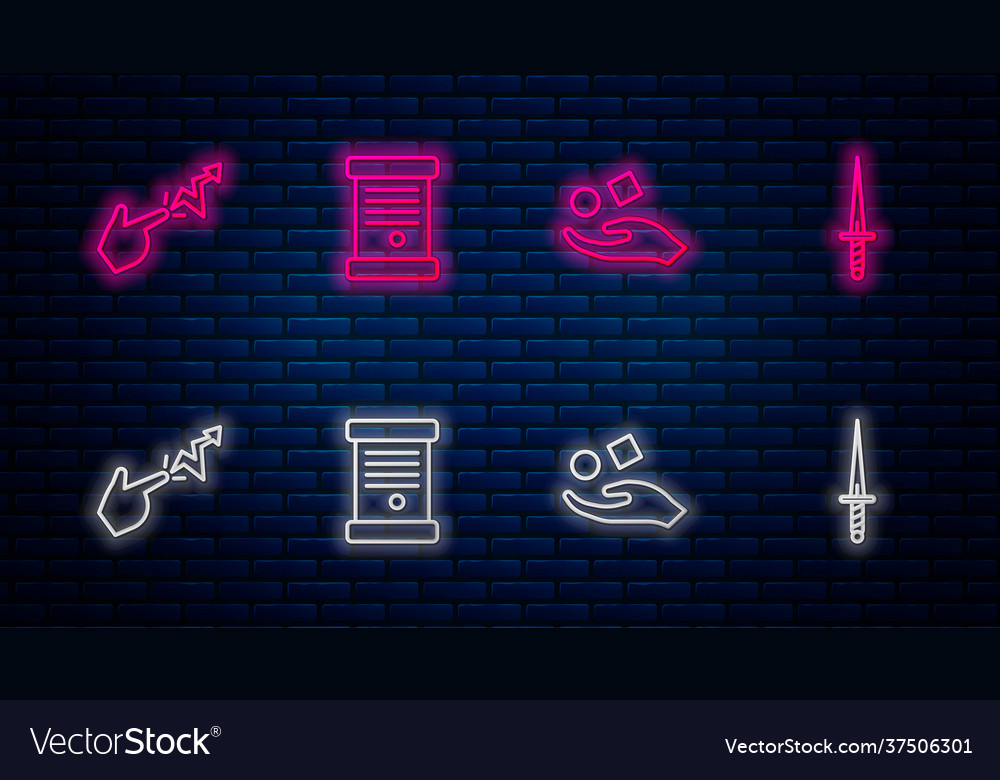 Set line decree paper parchment scroll cube Vector Image Set line decree paper parchment scroll cube
