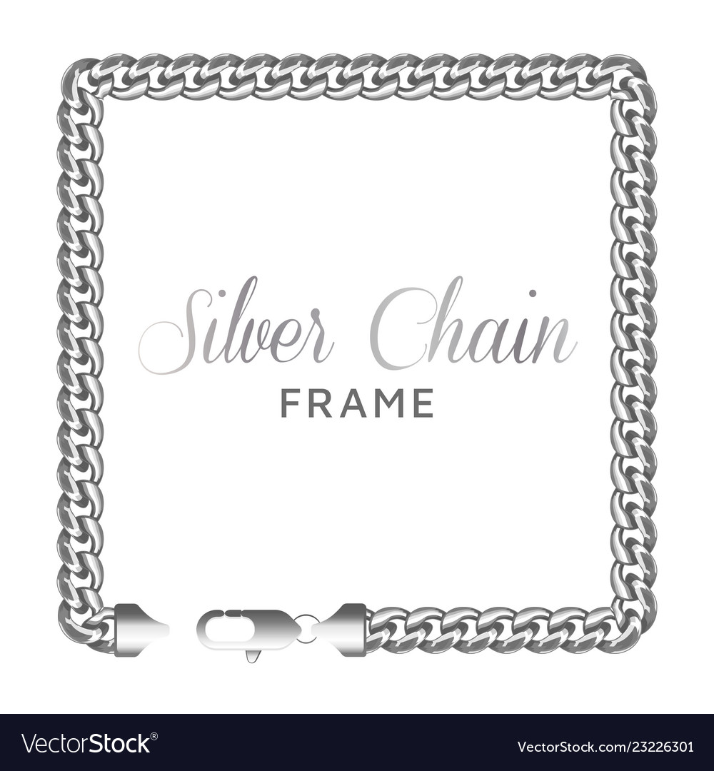 Silver chain square border frame