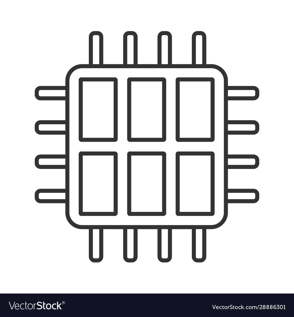 Six core processor linear icon vector image Six core processor linear icon