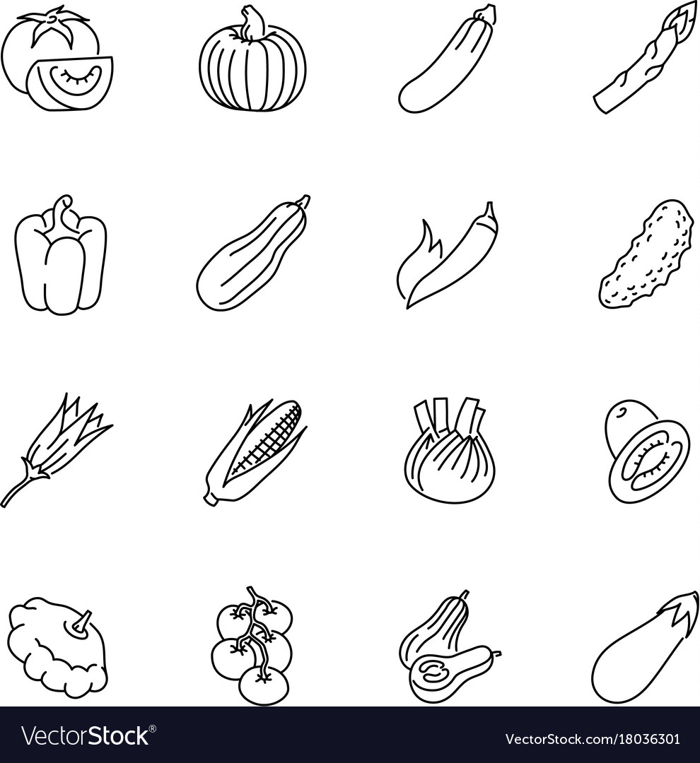 Vegetables icons - tomato cucumber and chili Vector Image