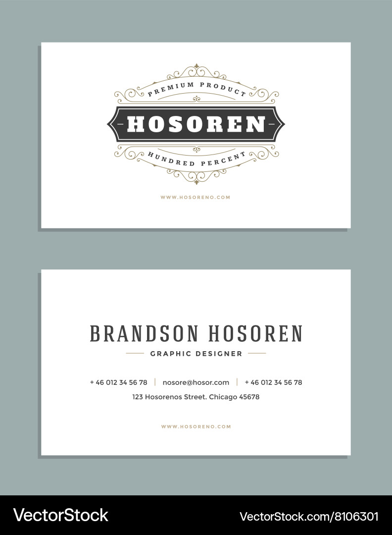 Vintage ornament business card template Royalty Free Vector