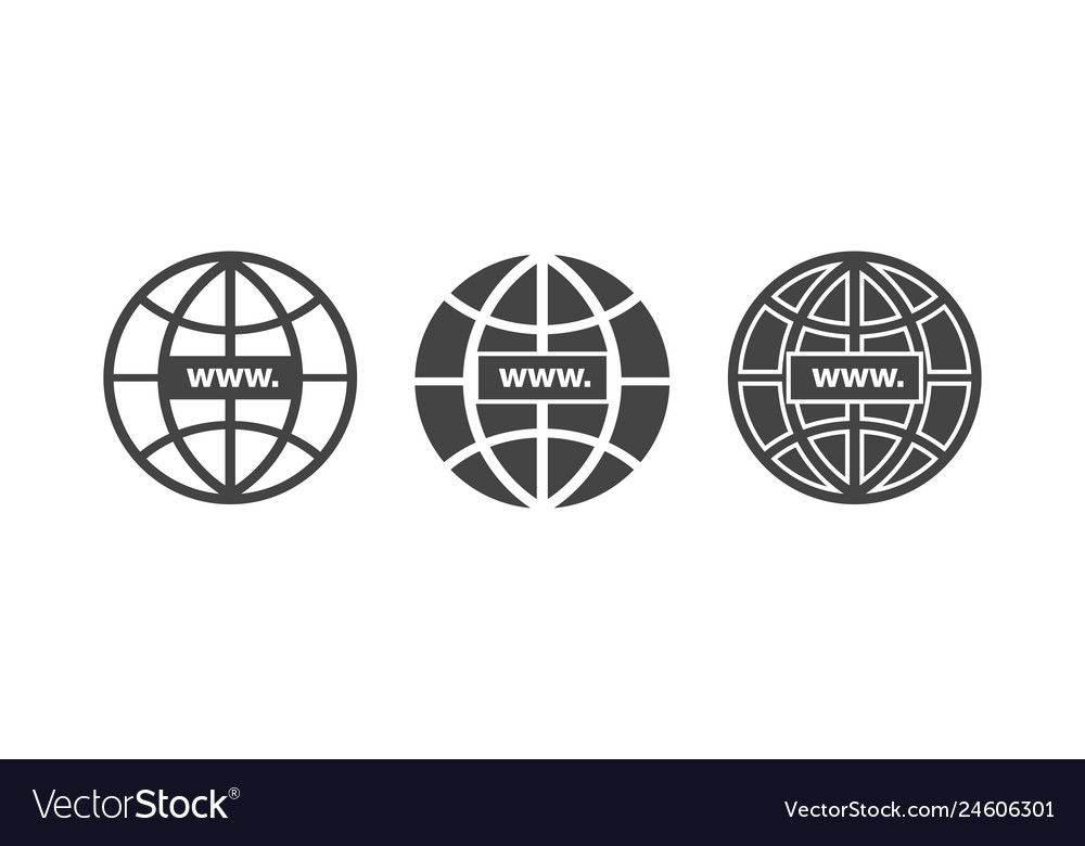 Www icon website host server icons in globe vector image Www icon website host server icons in globe