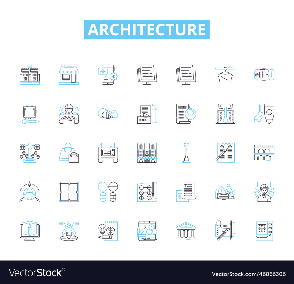 Architecture linear icons set form function