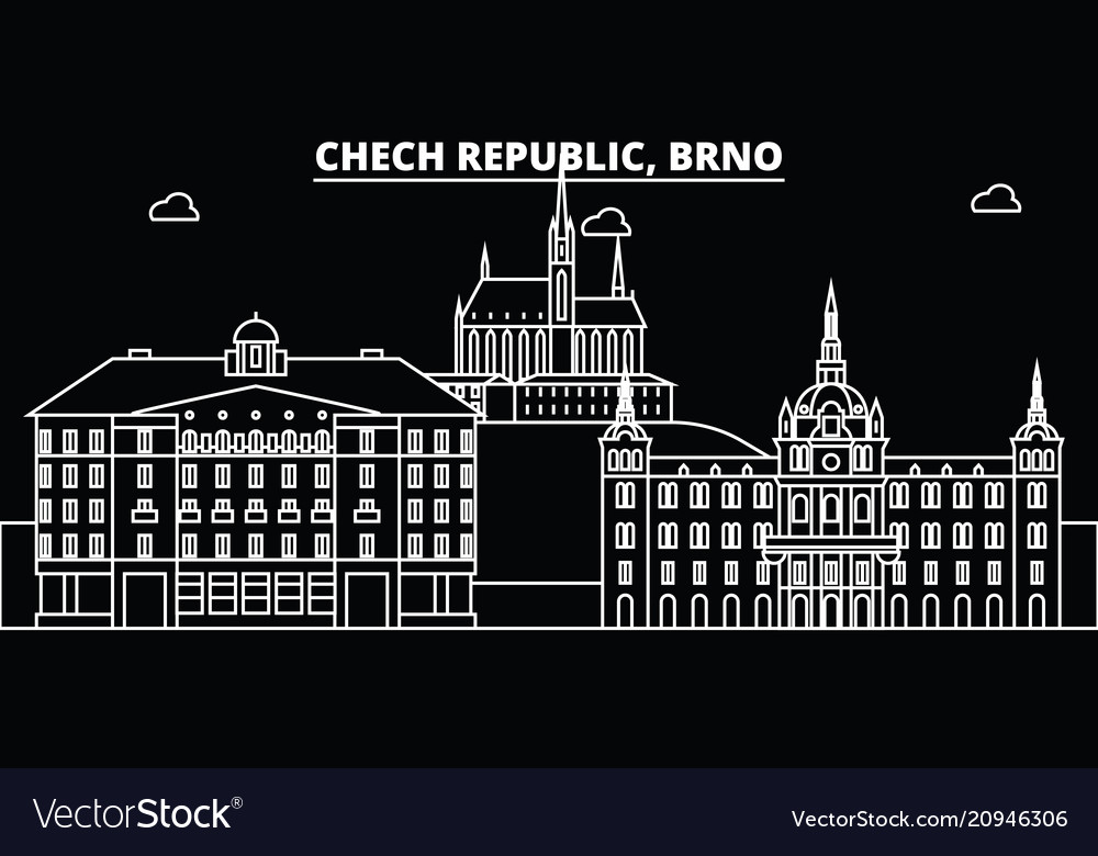 Brno silhouette skyline czech republic