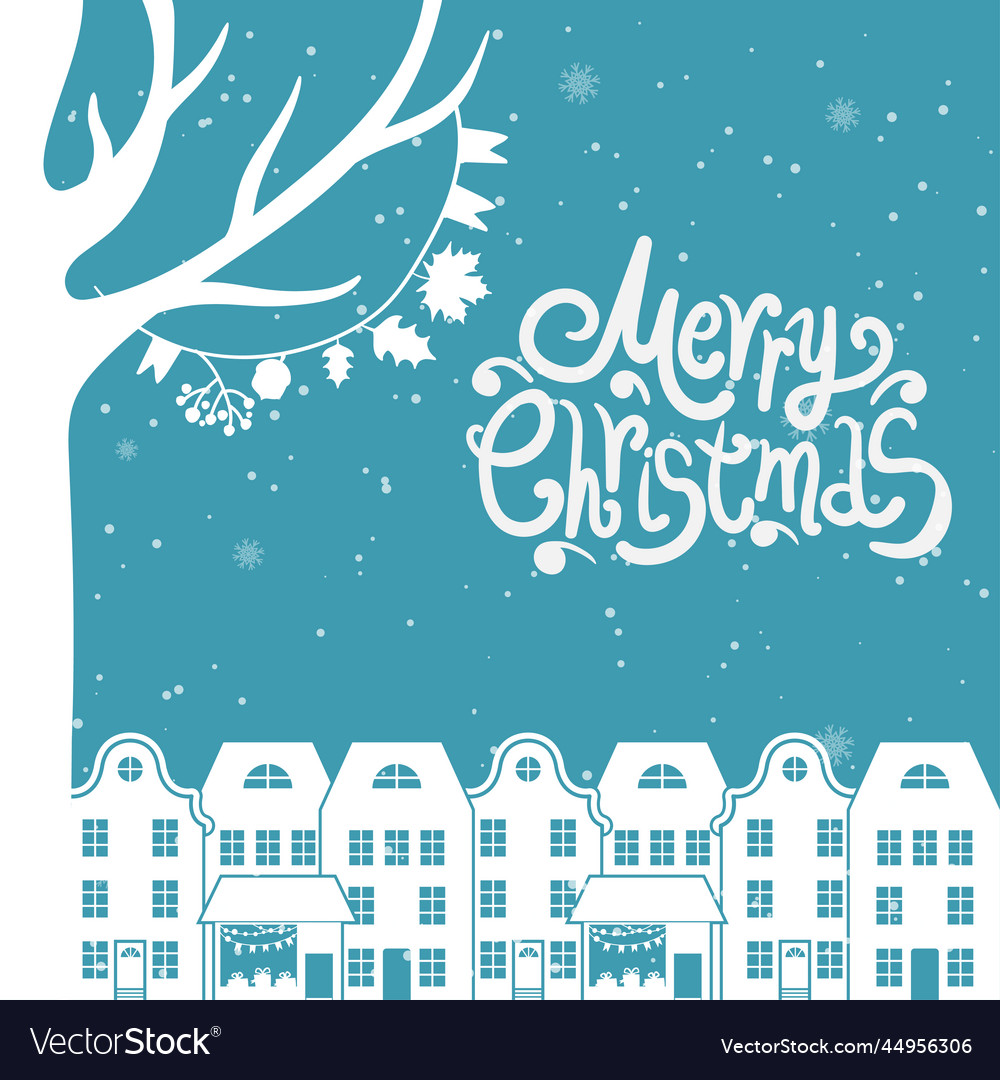 Cartoon and text for holiday theme on winter
