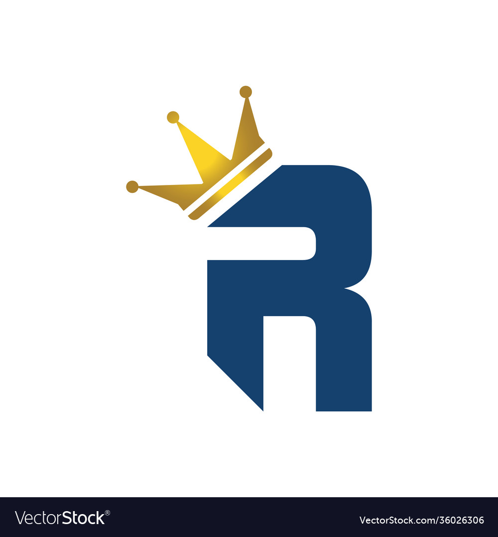 Collection design letter r with crown Royalty Free Vector