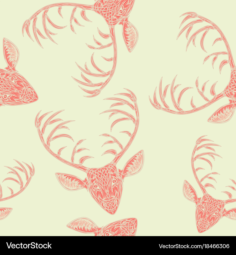 Deer heads seamless pattern Royalty Free Vector Image