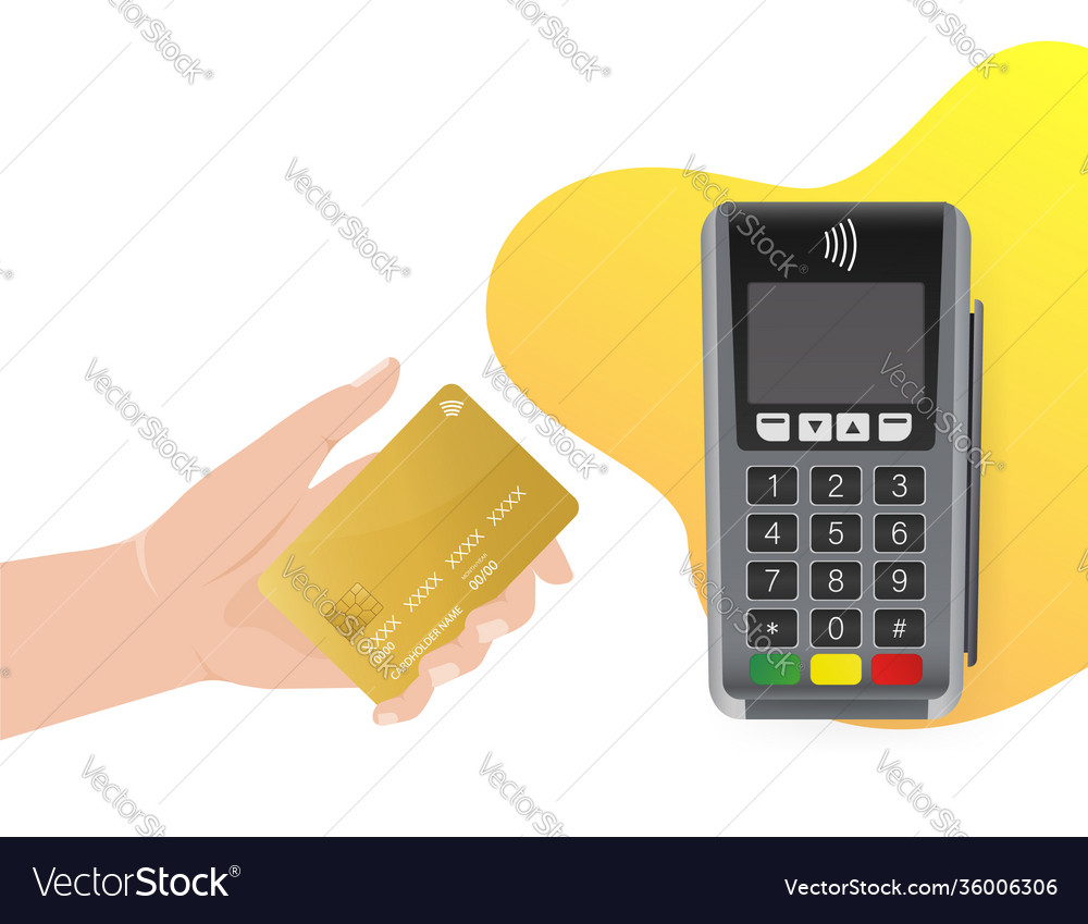 Flat icon with terminal credit card