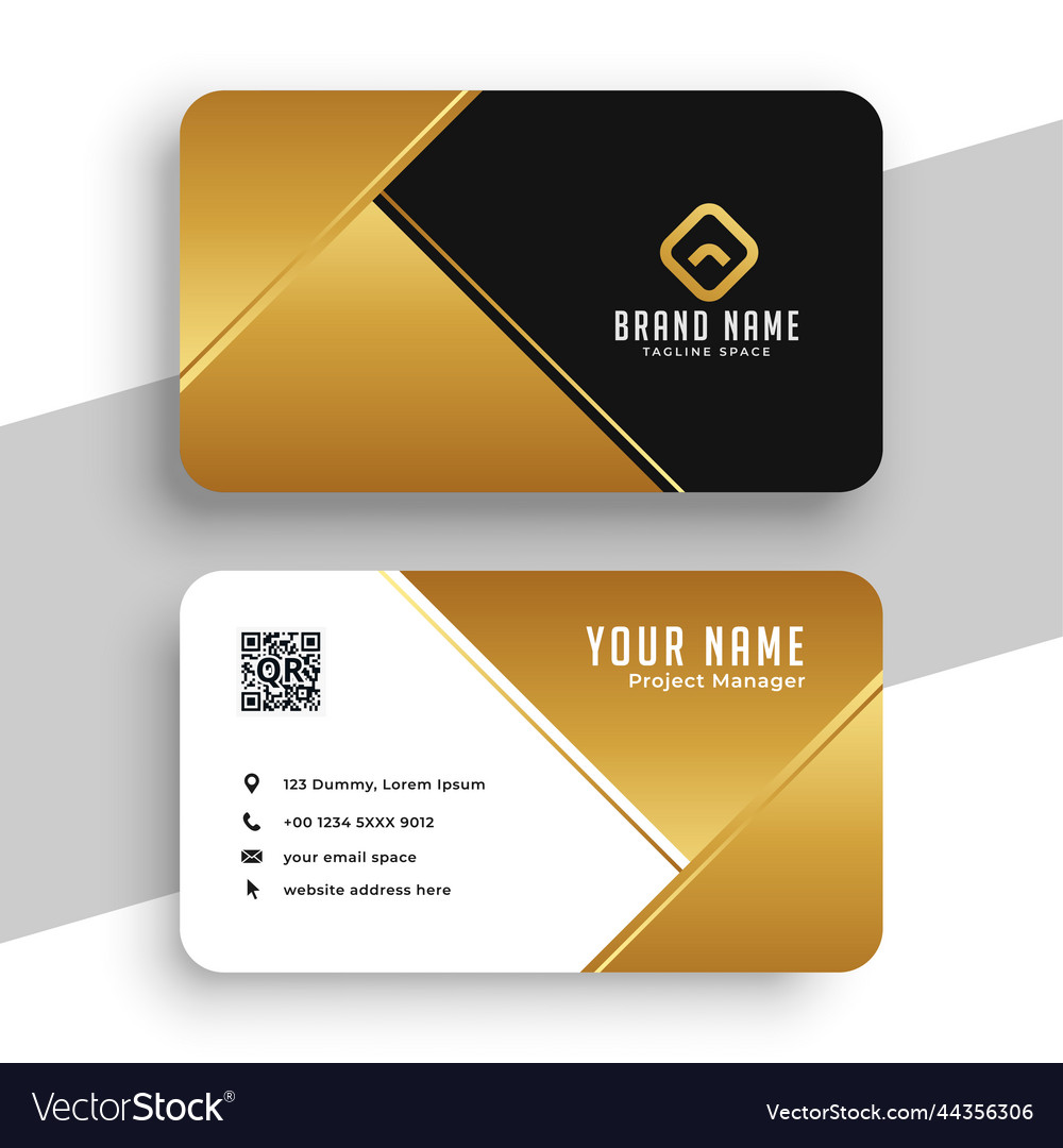 Gold and black premium business card template Vector Image