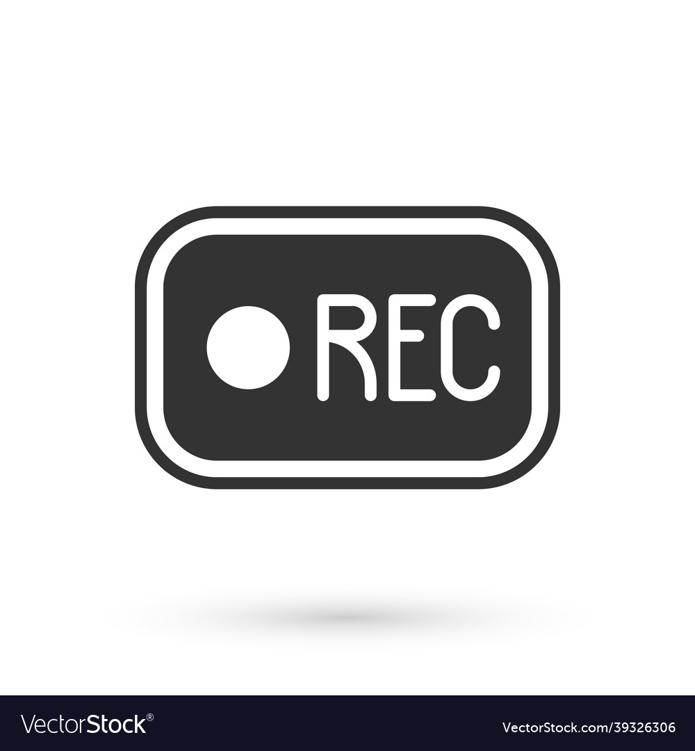 Grey record button icon isolated on white