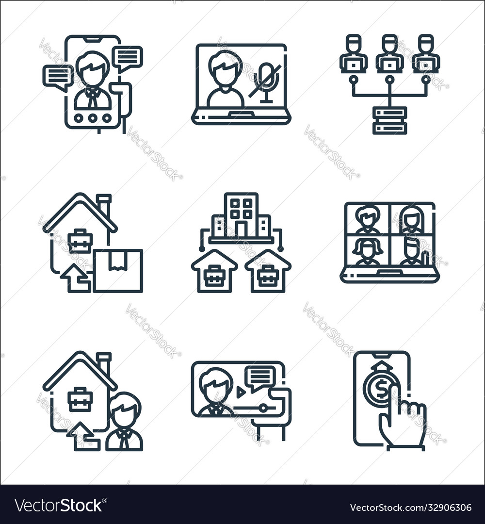 Home line icons linear set quality