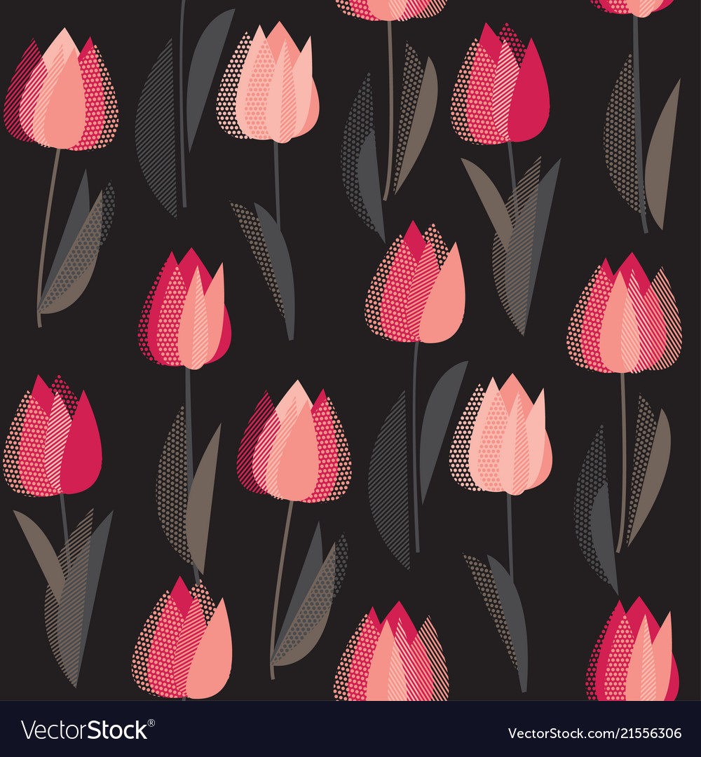 Modern abstract red tulip seamless pattern vector image Modern abstract red tulip seamless pattern