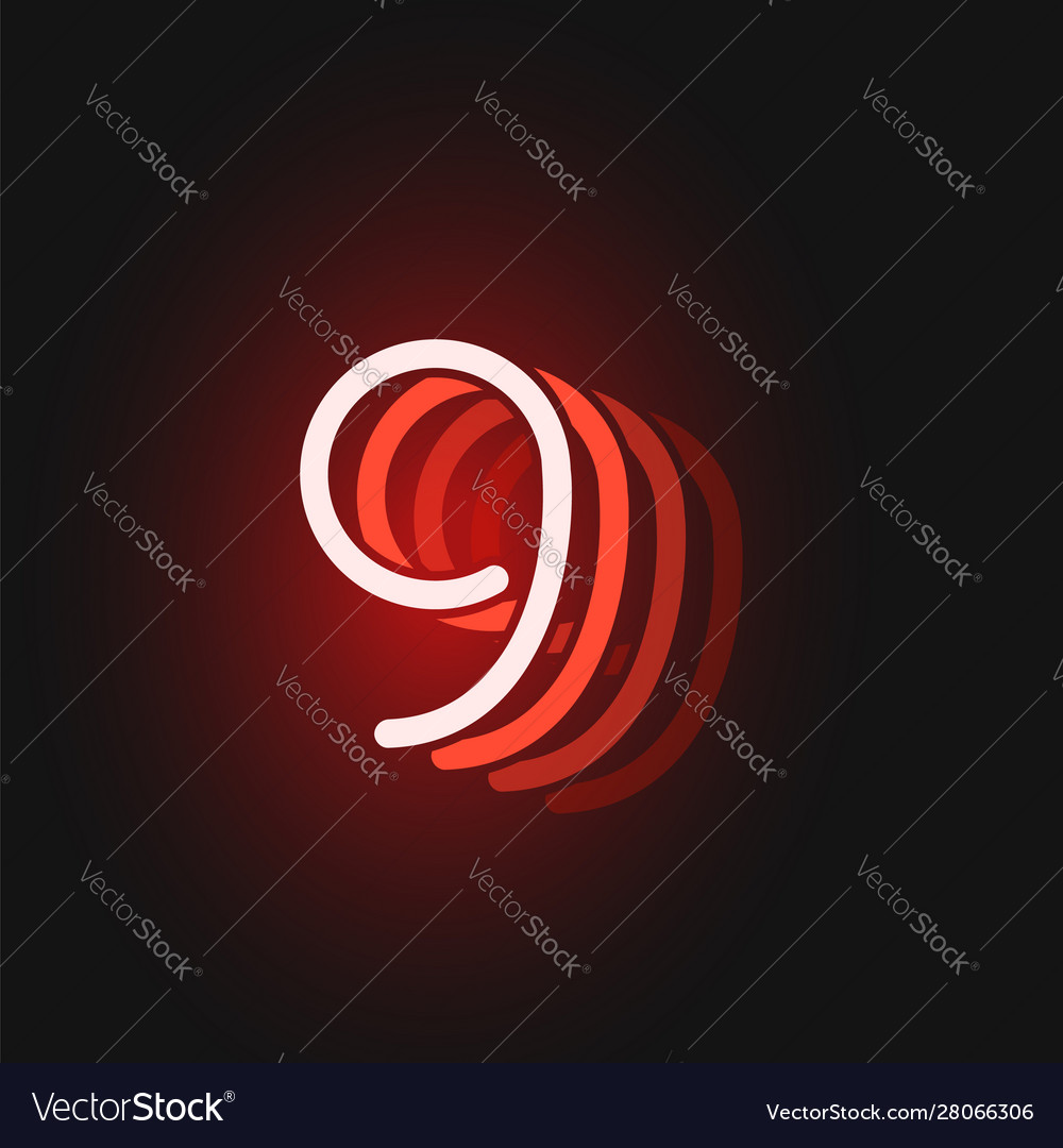 Red neon character font on black background vector image Red neon character font on black background