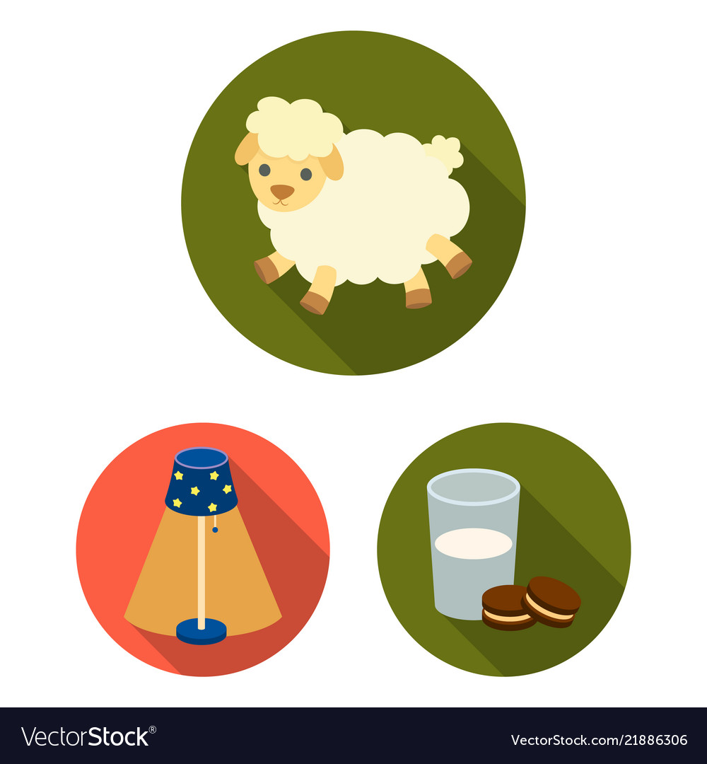 Rest And Sleep Flat Icons In Set Collection Vector Image