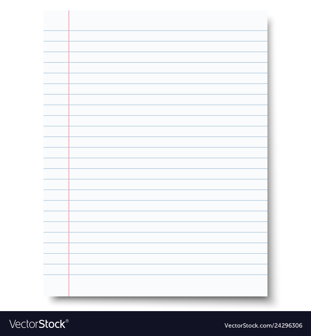 Ruled sheet notebook paper paper template Vector Image