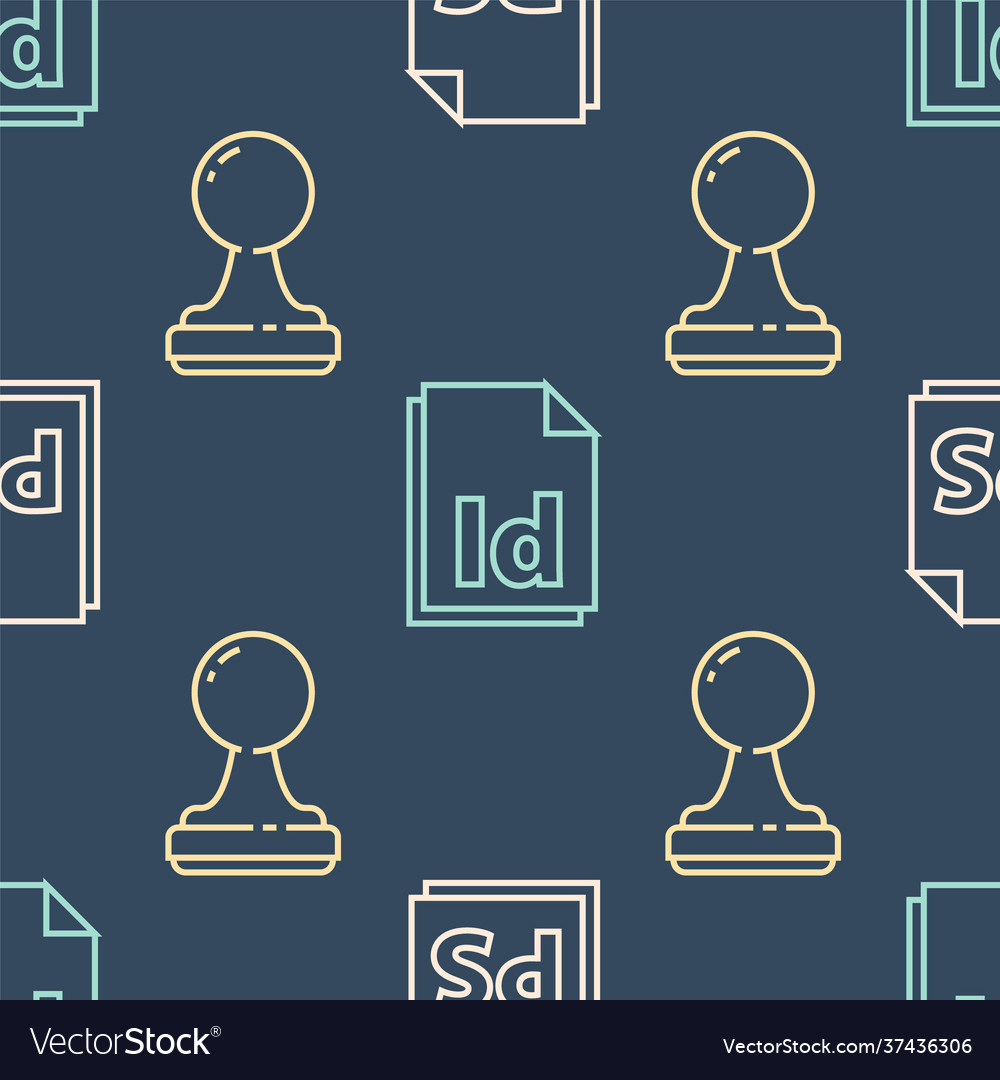 Set line ps file document stamp and id vector image Set line ps file document stamp and id