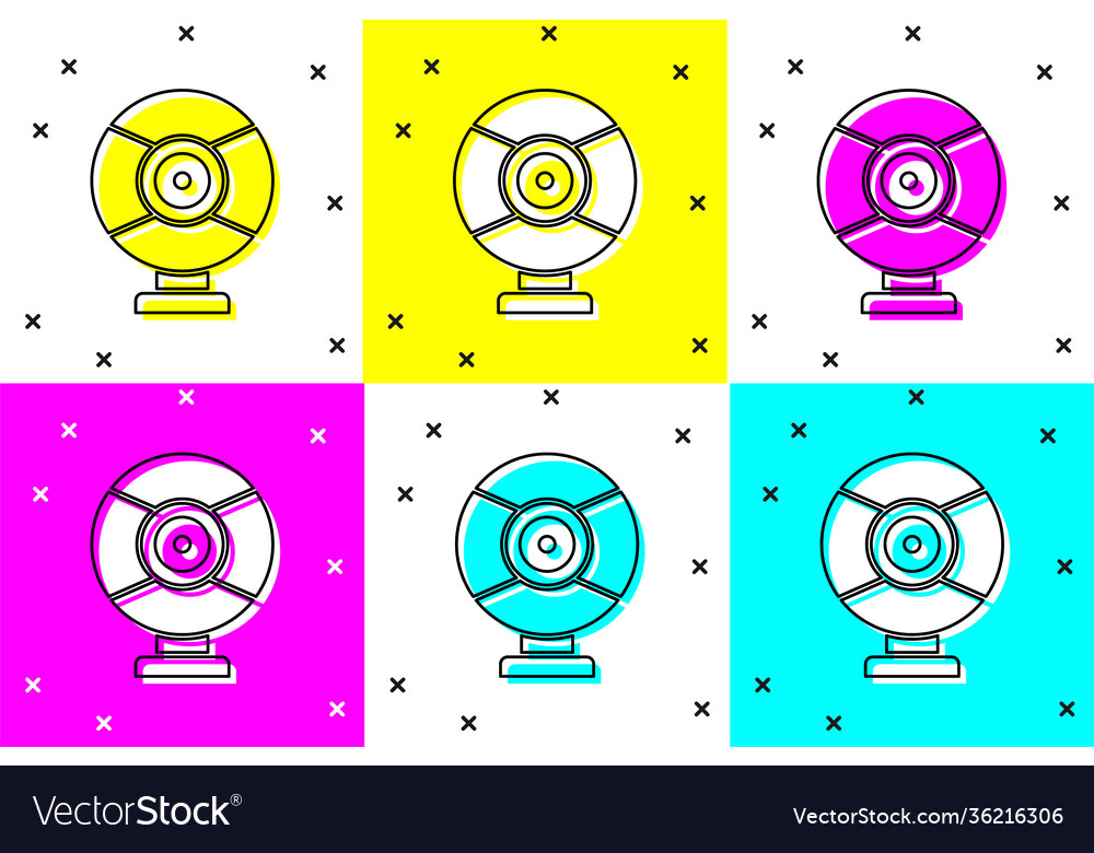 Set security camera icon isolated on color vector image Set security camera icon isolated on color