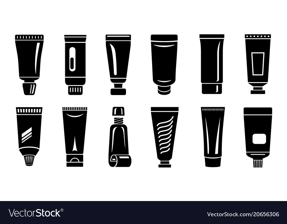 Tube paste container icons set simple style