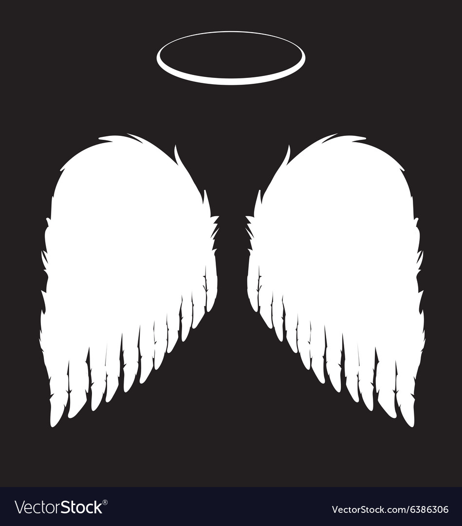 Angel wings on dark background Royalty Free Vector Image