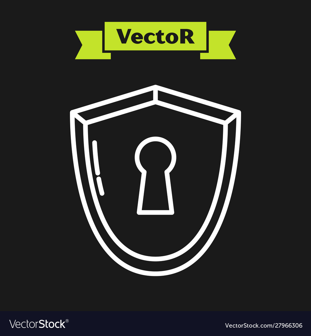 White line shield with keyhole icon isolated vector image White line shield with keyhole icon isolated