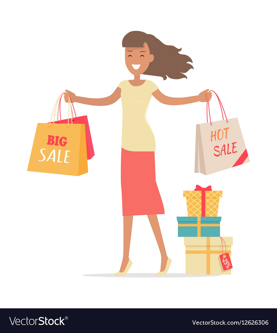 Woman shopping lady carries paper bags hot sale
