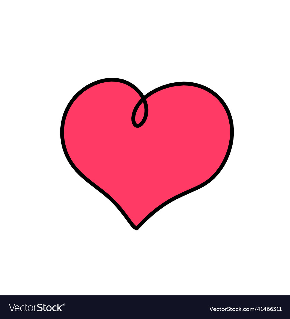 Abstract color heart as continuous line drawing