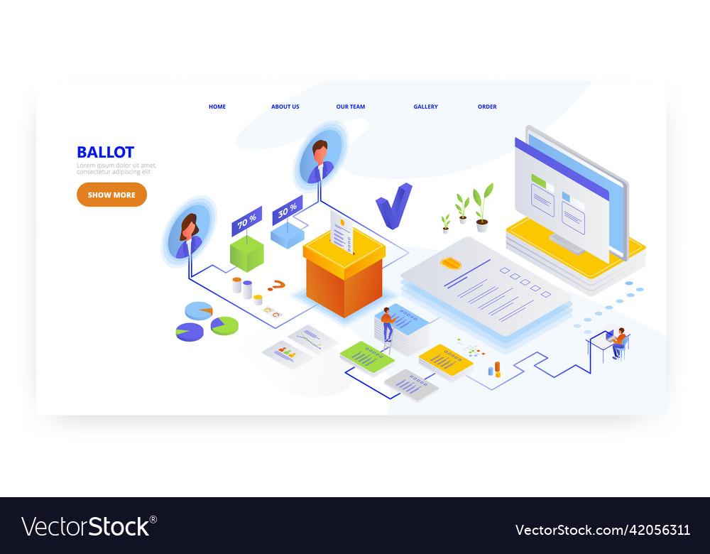 Ballot box landing page design website banner