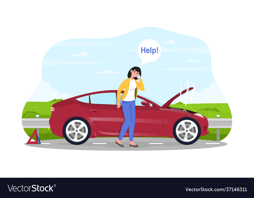 Breakdown Car On Road Royalty Free Vector Image breakdown-car-on-road-royalty-free-vector-image