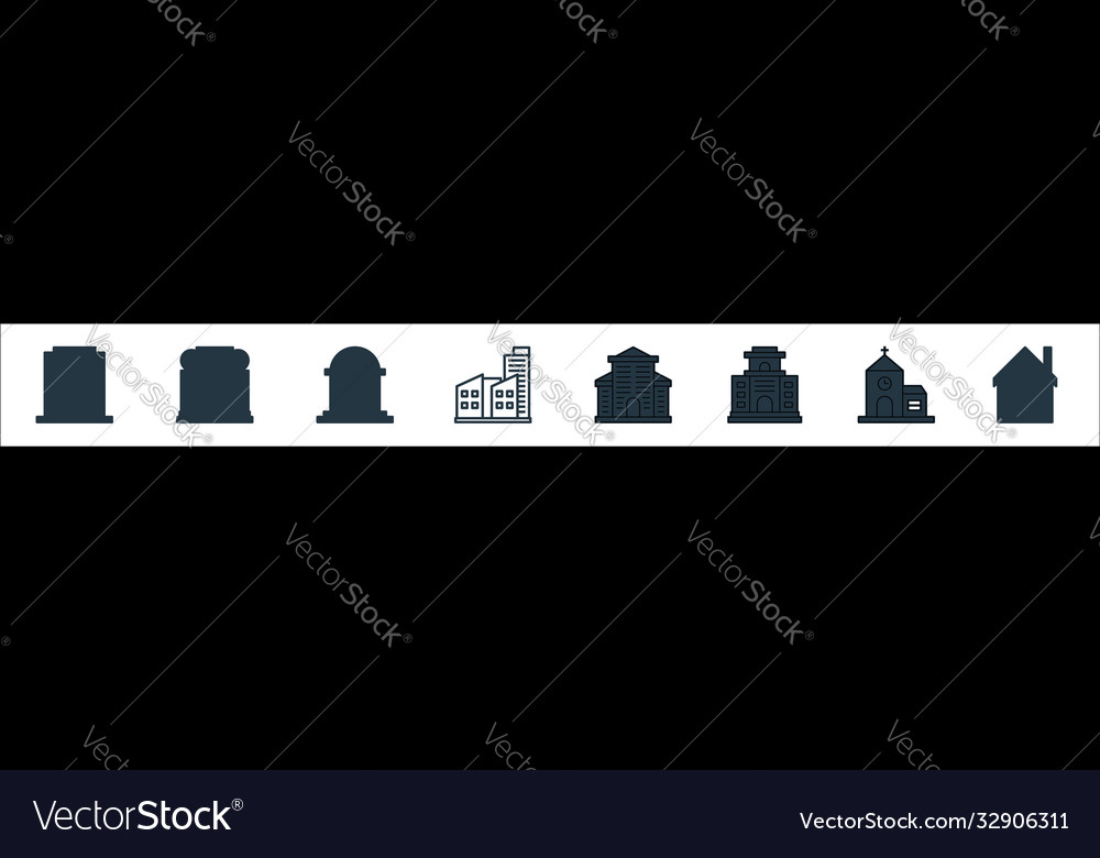 Building line icons linear set quality vector image Building line icons linear set quality