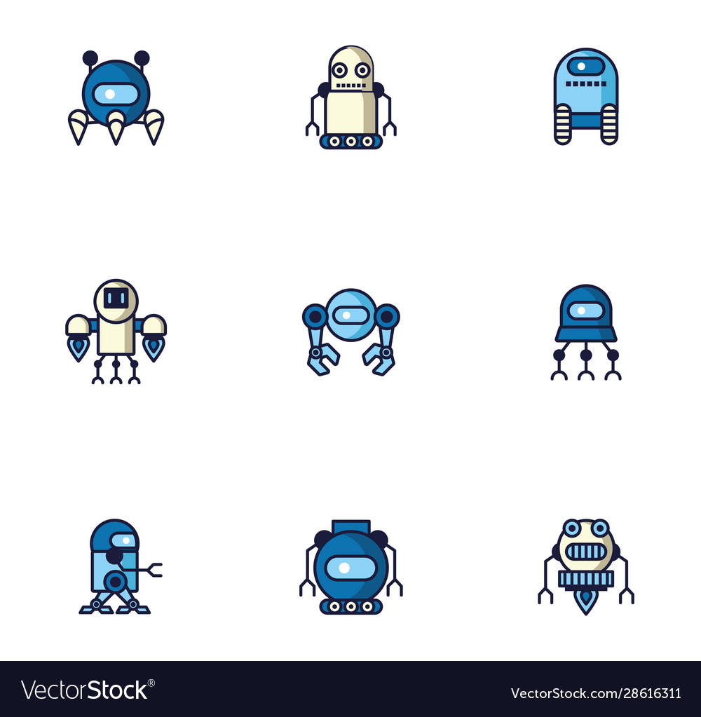 Bundle robots cyborg set icons