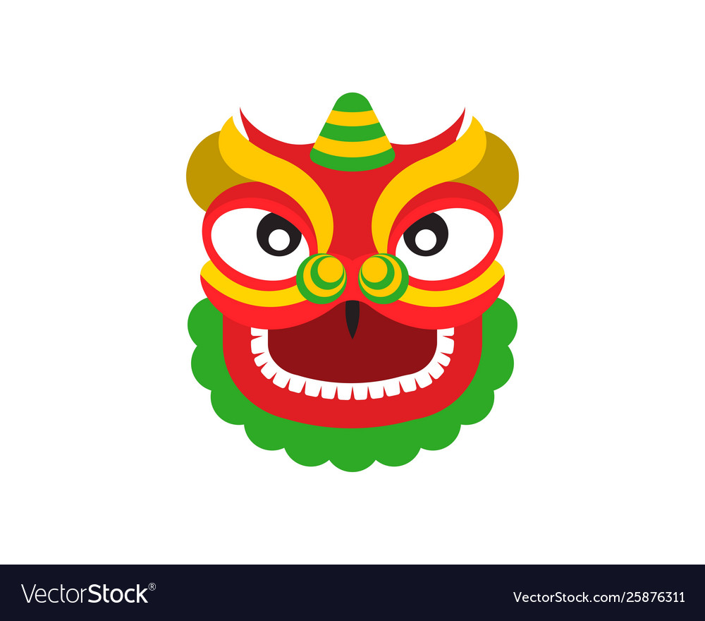 China new year flat design lion head