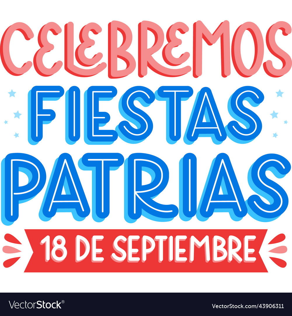 Colorful lettering chilean fiestas patrias set