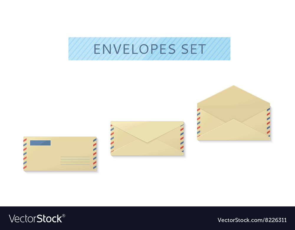 Envelope set open and close design flat
