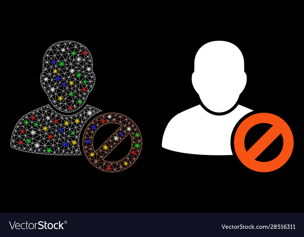 Flare mesh network user forbidden icon with light Vector Image Flare mesh network user forbidden icon with light