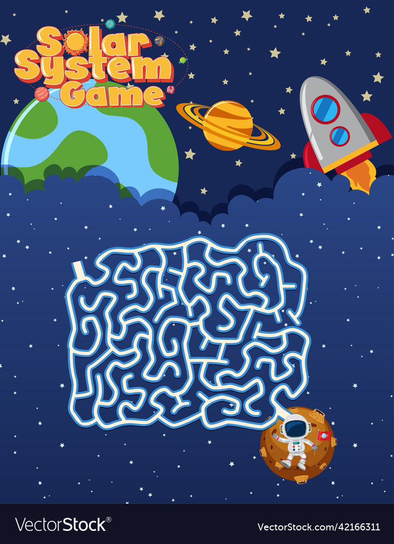 Game template with space theme background vector image Game template with space theme background