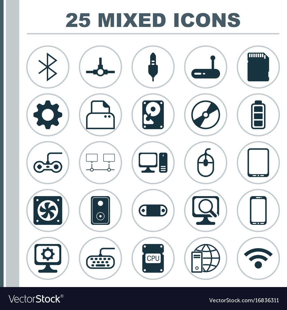 Hardware icons set collection of joystick