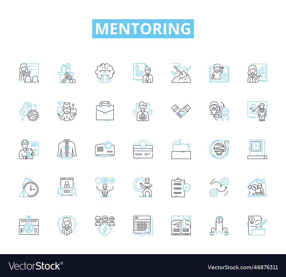 Mentoring linear icons set learning guidance vector image Mentoring linear icons set learning guidance