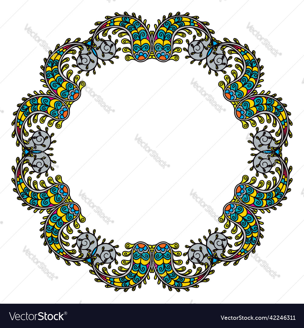 Round colored scribble frame for design template vector image Round colored scribble frame for design template