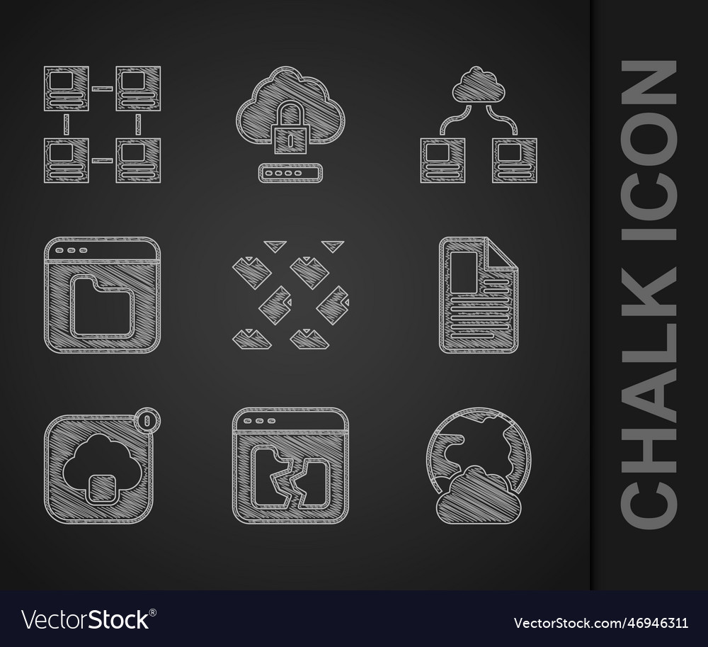 Set data stream broken file social network vector image Set data stream broken file social network