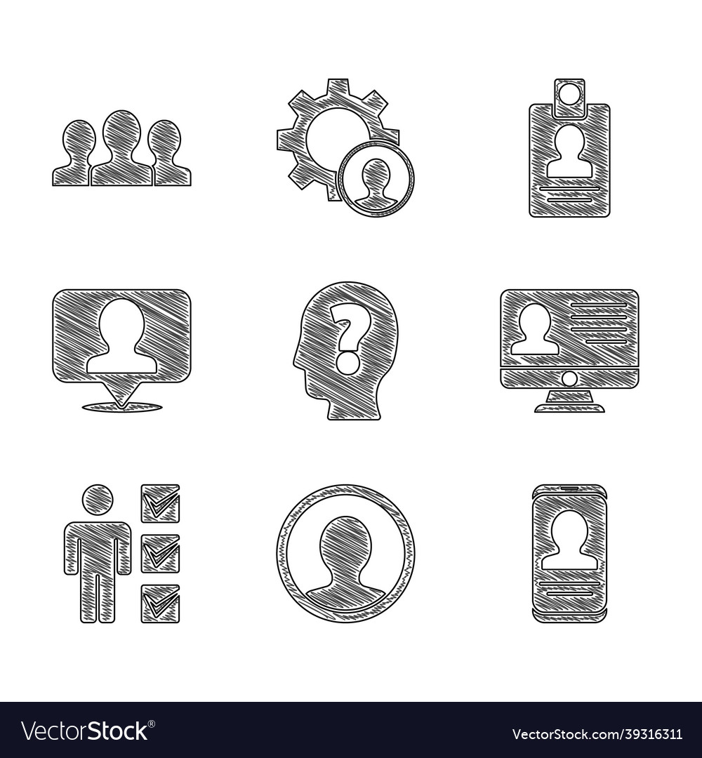 Set head with question mark create account screen vector image Set head with question mark create account screen