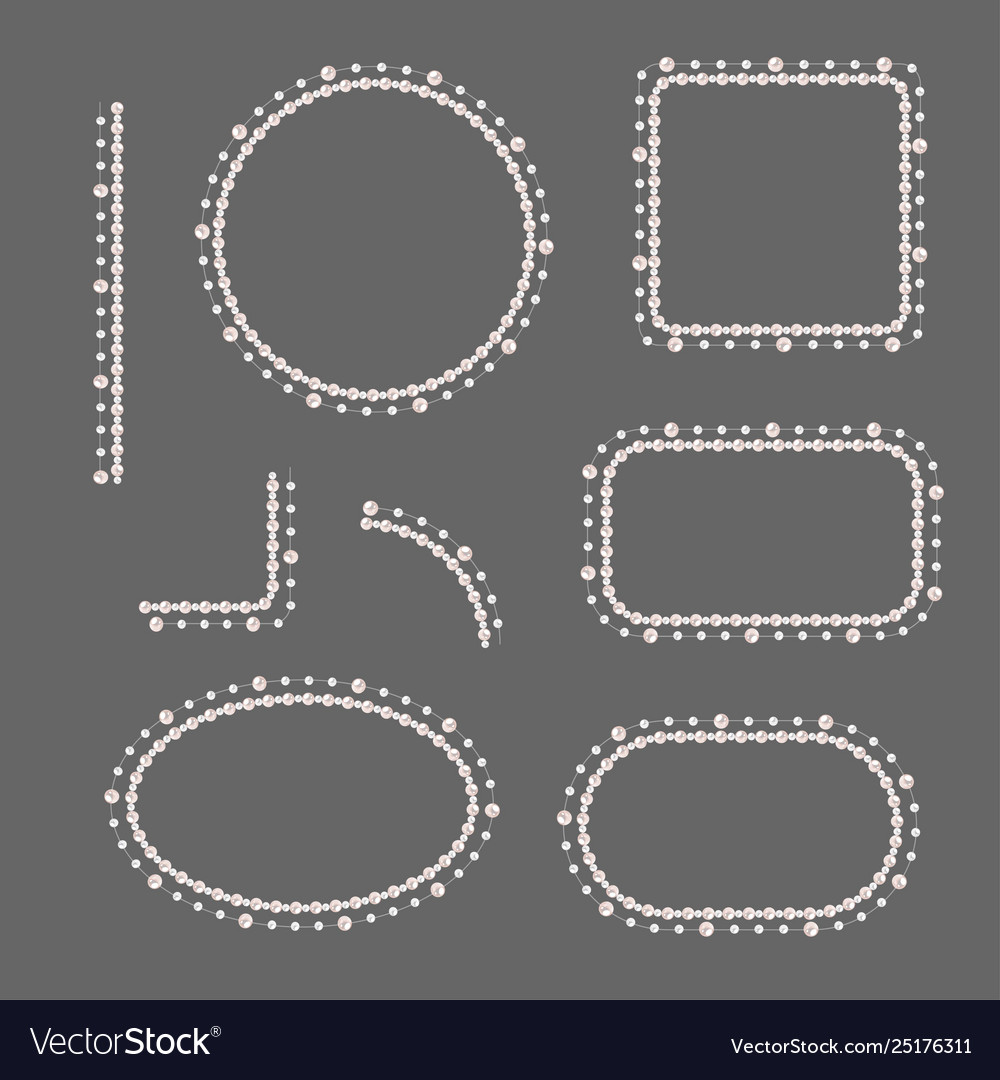 Set pearl frames isolated on gray background vector image Set pearl frames isolated on gray background