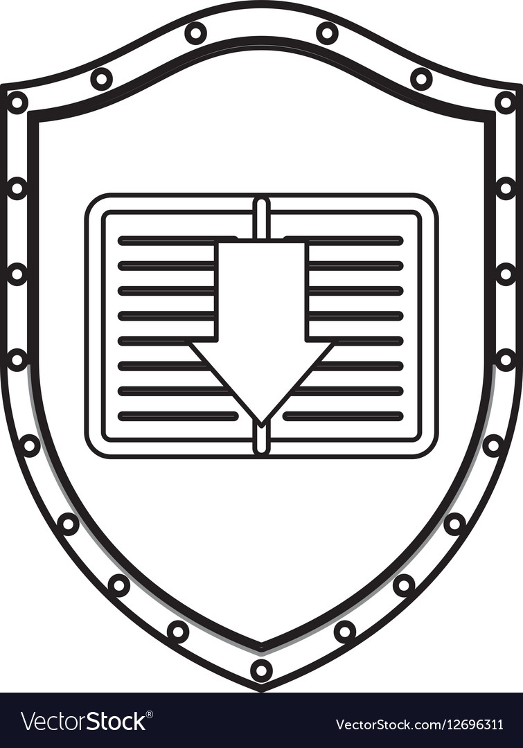 Silhouette shield with notebook and arrow