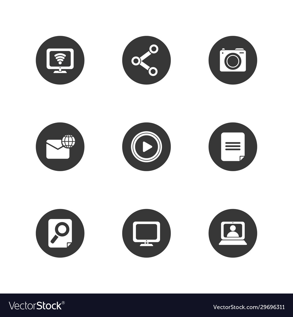 Social media block flat style icon set