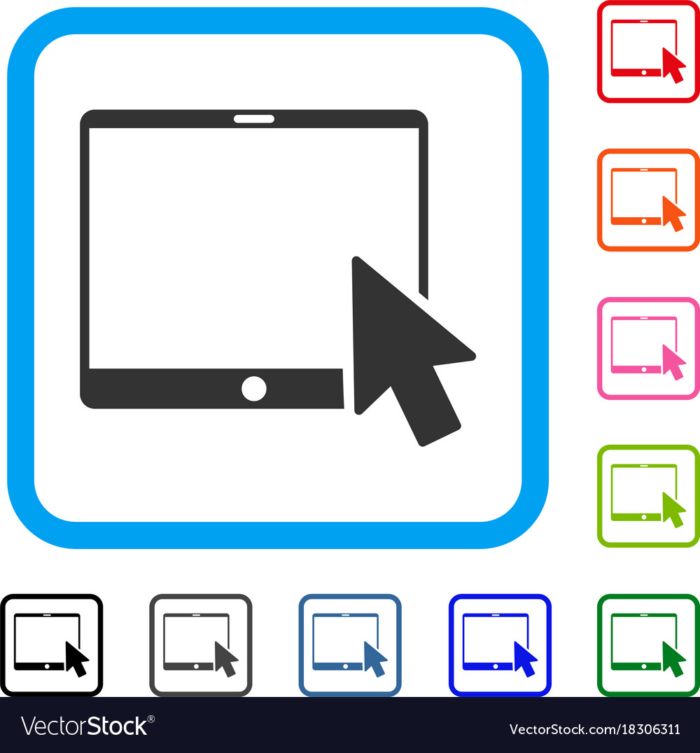 Tablet arrow pointer framed icon