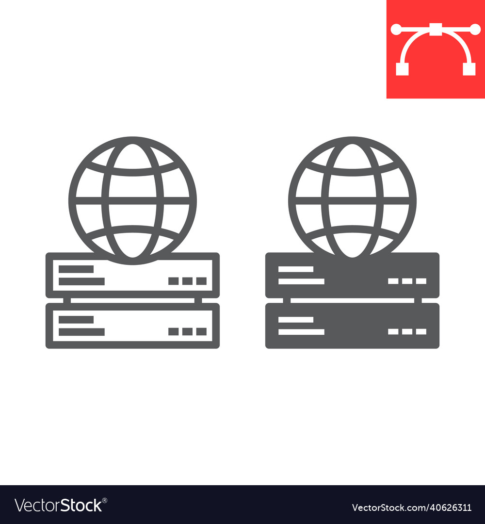 Web hosting line and glyph icon vector image Web hosting line and glyph icon