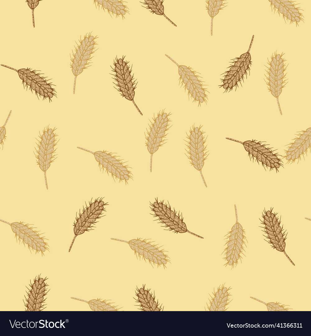 Wheat seamless pattern cereal crop sketch vector image Wheat seamless pattern cereal crop sketch