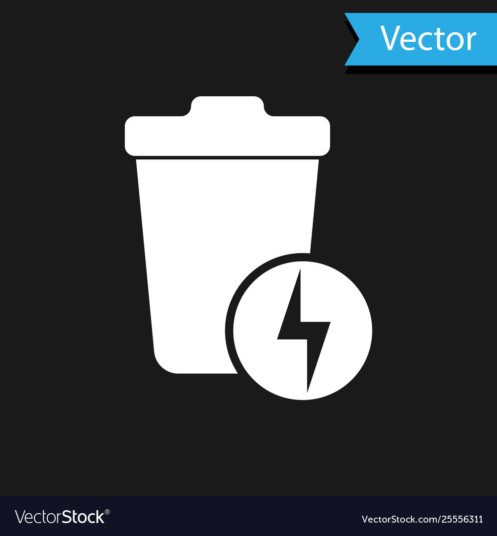 White lightning with trash can icon isolated