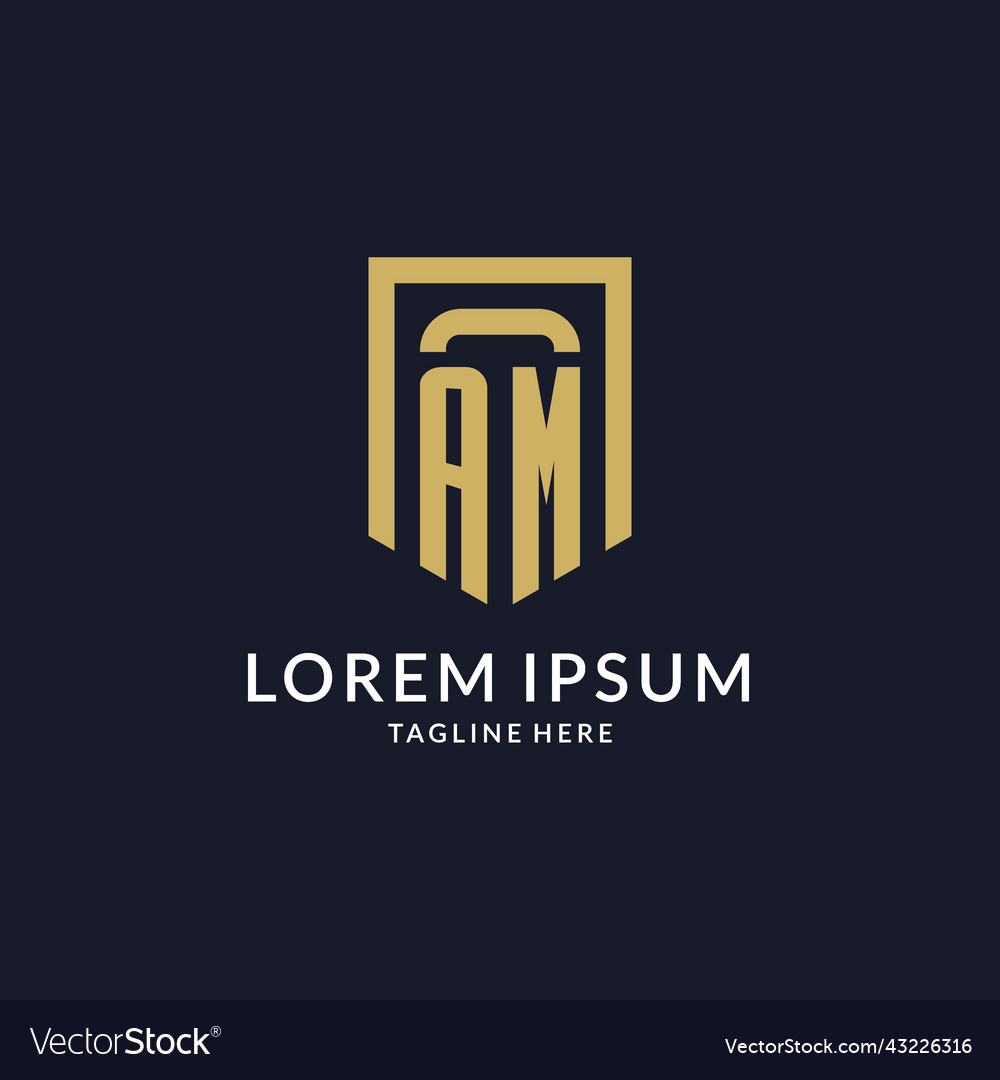 Am logo initial with geometric shield shape