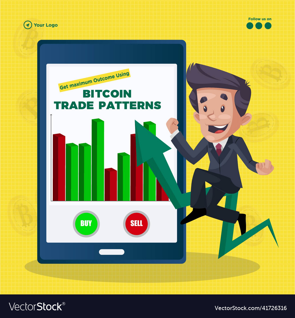 Bitcoin trade patterns banner design Royalty Free Vector
